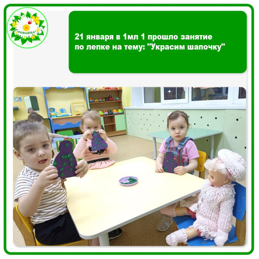 21 января в 1мл 1 прошло занятие по лепке на тему: "Украсим шапочку" 21 января в 1мл 1 прошло занятие по лепке на тему: "Украсим шапочку".